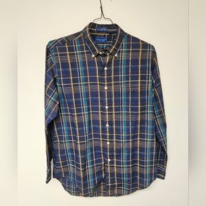 Towncraft Navy and Green Plaid Shirt